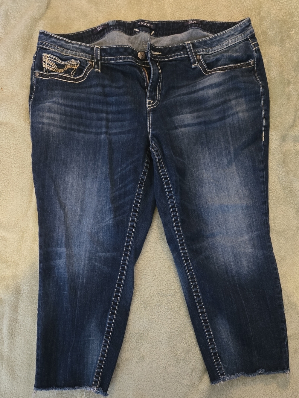 Vigoss Women's Ankle Crop Jeans in Dark Indigo Wash